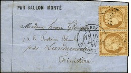 Etoile 9 / N° 36 Paire Càd PARIS / R. MONTAIGNE 16 JANV. 71 Sur Lettre PAR BALLON MONTE Avec Très Bon Texte Historique P - Guerra Del 1870