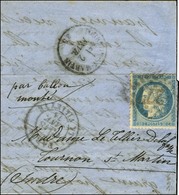 GC 4277 / N° 37 Càd PARIS / LA VILLETTE 18 JANV. 71 Sur Lettre Pour Tournon St Martin. Au Verso, Càd D'arrivée 2 FEVR. 7 - Guerra Del 1870