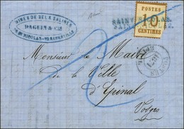 Griffe Bleue SAINT NICOLAS / Alsace N° 5 (def) Sur Lettre Pour Epinal. Au Recto, Càd D'arrivée POSTES  / 1871 / EPINAL E - Storia Postale