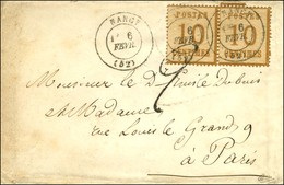 Càd T 17 NANCY (52) 6 FEVR. (71) / Alsace N° 5 Paire Sur Lettre Pour Paris, Taxe Tampon 2 à L'arrivée (période Armistice - Covers & Documents