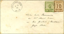 Càd NIEDERBRONN / Alsace N° 4 + 5 Burelage Renversé Sur Lettre Pour Bade. 1871. - TB. - Storia Postale