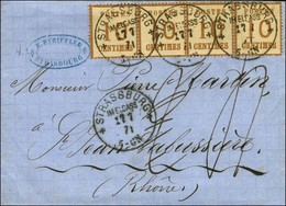 Càd STRASBOURG / Als. N° 5 Bande De 4 Sur Lettre Insuffisamment Affranchie Pour St Jean Labussiére, Taxe 2 Rectifiée 4.  - Storia Postale