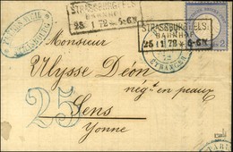 Cachet Encadré STRASSBURG I ELS / BAHNHOF 25 1 72 / All. 2 G Sur Lettre Pour Sens, Au Recto Càd Bleu PARIS / ETRANGER Et - Storia Postale