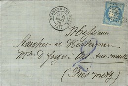 GC 3486 / N° 60 Càd T 17 ST AMAND-LES-EAUX (57) Sur Lettre Pour Ars-sur-Moselle, Taxe Tampon 2 Violette (type 8). 1872.  - Covers & Documents