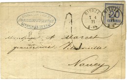 Càd DIEUZE / Alsace N° 6 Sur Lettre Pour Nancy, Taxe Tampon 2 (type 13). 1871. - TB / SUP. - Covers & Documents