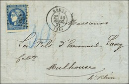 GC 31180 / N° 46 Càd T 17 RODEZ (11) Sur Lettre Pour Mulhouse, Taxe 30 Au Crayon Bleu. 1871. - TB / SUP. - Covers & Documents