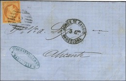 GC Espagnol 2 / N° 24 Càd ADMON DE CAMBIO / BARCELONA Sur Lettre De Marseille Pour Alicante. 1864. - TB. - Maritieme Post