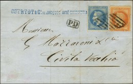 Grille De Civita Vecchia / N° 29 + 31 Sur Lettre Avec Texte De Marseille Pour Civita Vecchia. 1870. - TB. - R. - Posta Marittima