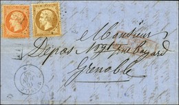 Ancre Bleue / N° 21 + 23 Càd Bleu MENSALÉ / * Sur Lettre De Constantinople Pour Grenoble. 1865. - TB / SUP. - R. - Posta Marittima