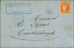 Ancre Bleue / N° 48 Càd Bleue LIGNE U / PAQ.FR. N° 3 Sur Lettre De Marseille Pour Constantinople. 1871. - SUP. - R. - Maritieme Post