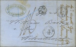 Càd PERNAMBOUC / PAQ. FR. J N° 3 Sur Lettre Non Affranchie Pour Wolverhampton, Au Recto Marque D'échange FR / 2F96c. 187 - Maritieme Post