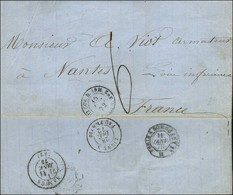 Càd COR. DES ARM. / LIG T PAQ FR N° 2 15 DEC. 72 Sur Lettre Datée De Mayotte Le 3 Décembre 1872 Pour Nantes, Au Verso Cà - Maritieme Post