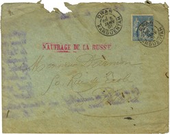Càd ORAN / KARGUENTAH / N° 90 Sur Lettre Pour Paris, Au Recto Griffe Rouge NAUFRAGE DE LA RUSSIE. 1901. - TB / SUP. - Andere & Zonder Classificatie