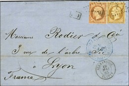 GC 5080 / N° 21 + 23 Càd ALEXANDRIE / ÉGYPTE 19 MAI 65 Sur Lettre Avec Texte Daté Le Caire 18 Mai 1865, Au Recto Grand C - Posta Marittima