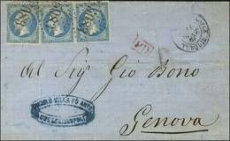 GC 5083 / N° 22 (3) Càd CONSTANTINOPLE / TURQUIE Sur Lettre Pour Gênes. 1867. - TB. - Schiffspost