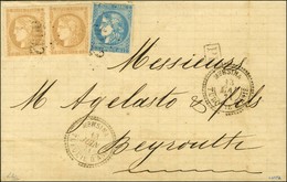 GC 5092 / N° 43 Paire + N° 46 (def) Càd MERSINA / TURQUIE D'ASIE Sur Lettre Pour Beyrouth. 1871. - TB. - R. - Schiffspost