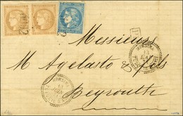 GC 5092 / N° 43 Paire + N° 46 (def) Càd MERSINA / TURQUIE D'ASIE Sur Lettre Pour Beyrouth. 1871. - TB. - R. - Maritime Post