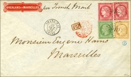 GC 5104 / N° 20 + 55 + 57 (2) Càd SHANG-HAI / CHINE Sur Lettre Pour Marseille. 1873. - SUP. - RR. - Posta Marittima