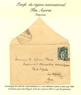 Càd AMIENS / SOMME Sur Entier 5c Pour San Miguel (Iles Açores). Au Verso, Càd D'arrivée.1900. - TB. - 1877-1920: Période Semi Moderne