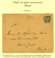 Càd IMPRIMES / NARBONNE P.P. Sur Entier 5c. Pour Rio De Janeiro. 1895. - TB. - 1877-1920: Période Semi Moderne