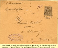 Càd BRINON LES ALLEMANDS / NIEVRE / N° 80 Sur Papiers D'affaires Recommandés 1er échelon. 1889. - TB. - 1877-1920: Periodo Semi Moderno