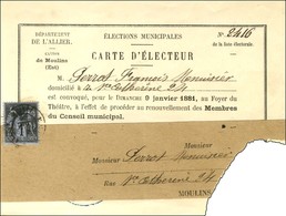 Càd / N° 83 Sur Carte D'électeur Adressée Sous Bande à Moulins. 1881. - TB. - R. - 1877-1920: Semi Modern Period