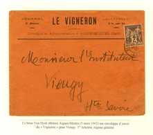 Càd AIGUES-MORTES / GARD / N° 85 Sur Enveloppe D'envoi Du ' Vigneron '. 1902. - TB / SUP. - 1877-1920: Semi Modern Period