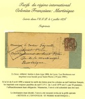 Càd LYON / LES BROTTEAUX / N° 85 Sur Imprimé Sous Bande Pour St Pierre De La Martinique. Le Destinataire étant Décédé, L - 1877-1920: Periodo Semi Moderno