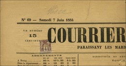 Oblitération Typo / N° 88 Sur Journal Entier COURRIER DE L'AIN Daté Du 7 Juin 1884. Tarif Rarissime Après Le 1er Mai 187 - 1877-1920: Periodo Semi Moderno