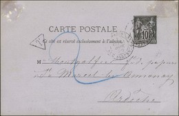 Càd PARIS / RUE SERPENTE Sur Entier 10c Insuffisamment Affranchi Pour échantillon (voir Verso) Pour Annonay, Taxe 2. 188 - 1877-1920: Periodo Semi Moderno
