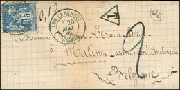 Càd Bleu LES CABANNES / ARIÈGE / N° 90 Sur Lettre Insuffisamment Affranchie Pour Malines (Belgique) Taxée Au Double De L - 1877-1920: Semi Modern Period