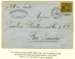 Càd LE HAVRE / LE PORT / N° 93 Sur Lettre Pour Rio De Janeiro. 1879. - TB / SUP. - 1877-1920: Semi Modern Period