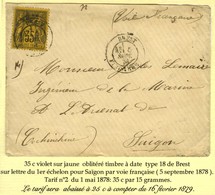 Càd BREST / FINISTERE / N° 93 Sur Lettre Adressée à Saigon. 1878. - TB / SUP. - R. - 1877-1920: Periodo Semi Moderno