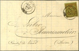 Càd JOUGNE / DOUBS / N° 96 Sur Lettre Au Tarif Frontalier Pour Romainmotier. 1887. - SUP. - 1877-1920: Periodo Semi Moderno