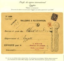 Càd PARIS / R. DE CHOISEUL / N° 97 (infime Def) Sur Valeurs à Recouvrer Pour Alexandrie. 1888. - TB. - R. - 1877-1920: Période Semi Moderne