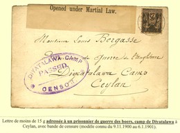 Càd / N° 97 Sur Lettre Pour Un Prisonnier De Guerre Au Camp De Diyatalawa (Ceylan). Au Recto, Cachet Violet DIYATALAWA C - 1877-1920: Periodo Semi Moderno