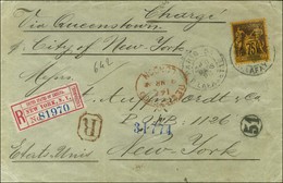 Càd PARIS 51 / R. LAFAYETTE / N° 99 Sur Lettre Chargée Pour New-York. Au Recto, étiquette De Recommandation Pour New Yor - 1877-1920: Semi Modern Period