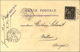 Cachet Hexagonal BORDEAUX / GARE ST JEAN / N° 103 Sur Carte Privée Adressée En Levée Exceptionnelle à Millau. 1900. - TB - 1877-1920: Semi Modern Period