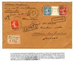 Càd / N° 241 + 242 (paire Interpanneaux Du Bloc Feuillet De 1927) + N° 194 Sur Lettre Adressée En EXPRES Pour La Suisse. - 1921-1960: Periodo Moderno