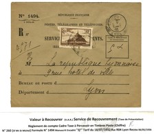 Càd / N° 260 Sur Enveloppe Service De Recouvrement. 1936. - TB. - 1921-1960: Periodo Moderno