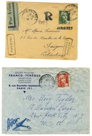 Lot De 2 Lettres Affranchies Avec N° 728 Pour Saïgon Et N° 729 Pour Les Etats-Unis. - TB. - 1921-1960: Période Moderne