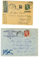 Lot De 2 Lettres Affranchies Avec N° 728 Pour Saïgon Et N° 729 Pour Les Etats-Unis. - TB. - 1921-1960: Modern Period