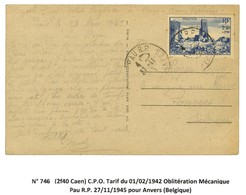 Càd / N° 746 Sur Carte Pour La Belgique. 1945. - TB. - R. - 1921-1960: Période Moderne