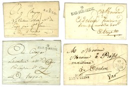 Lot De 4 Lettres De BAR-SUR-SEINE : 1 PD An 6, Idem 1801, Idem 1825 Et 1 PP 1831. - SUP. - Other & Unclassified