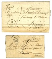 Lot De 2 Lettres : 20 / GEVREY Dateur A 1828 Et 20 / VITEAUX Dateur A 1829. - SUP. - Andere & Zonder Classificatie