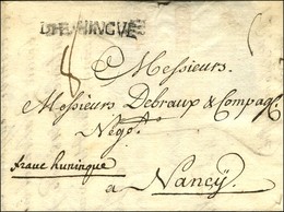 DE HUNINGVE Sur Lettre Avec Texte Daté De Mulhouse Le 7 Juin 1753 Comportant 3 échantillons De Tissu Pour Nancy, Au Rect - Altri & Non Classificati