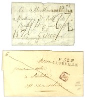 Lot De 2 Lettres : 52 / LUNEVILLE Sur Lettre Pour Genève. Au Recto, Lettre B En Transit Et P. 52. P. / LUNEVILLE 1826. - - Altri & Non Classificati