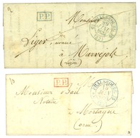 Lot De 2 Lettres : Càd T 12 Bleu PHALSBOURG (52) + P.P. Rouge 1833 Et Idem + P.P. Bleu 1834. - SUP. - Other & Unclassified