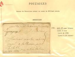 Lot De 20 Marques Postales Et Oblitérations De Pouzauges. - B / TB. - Other & Unclassified
