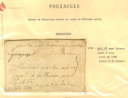 Lot De 20 Marques Postales Et Oblitérations De Pouzauges. - B / TB. - Autres & Non Classés